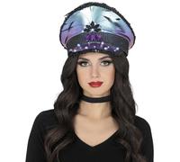 FIESTAS GUIRCA | Casquette de Policier avec Plumes (Taille Unique) - Accessoire de Costume pour Fêtes de Carnaval et Halloween - Idéal pour Adultes Unisexe - Style Unique et Amusant - Violet