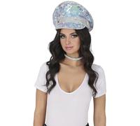 FIESTAS GUIRCA | Casquette de Policier Bleue avec Perles (Taille Unique) - Accessoire de Costume pour Carnaval - Idéal pour Adultes Unisexe - Chapeau de Policier pour Cosplay et Événements - Bleu