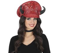 FIESTAS GUIRCA | Casquette de Policier Rouge avec Cornes - Accessoire de Costume pour Halloween et Carnaval - Idéal pour Fêtes Déguisées et Célébrations (Unisexe Adulte) - Rouge