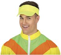 FIESTAS GUIRCA Casquette visière jaune fluo - Accessoire de déguisement pour fêtes des années 80 et événements sportifs - Idéal pour adultes - Unisexe - Parfait pour carnaval et Halloween - Jaune