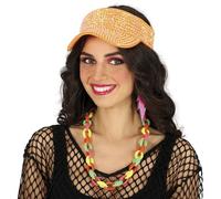 FIESTAS GUIRCA Casquette visière orange avec strass (taille unique) - Accessoire de déguisement pour enterrement de vie de garçon, années 80 et événements sportifs - Idéal pour adulte unisexe - Orange