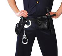 FIESTAS GUIRCA | Ceinturon Policier avec Menottes, Pistolet et Matraque - Accessoire pour Costume de SWAT et Agent de la Loi - Idéal pour Halloween et Fêtes Costumées - Tous les Utilisateurs - Noir