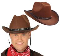 FIESTAS GUIRCA | Chapeau Cowboy en Feutre Marron (Taille Unique) - Accessoire de Costume Cowboy pour Fêtes du Vieil Ouest et Carnaval - Idéal pour Adultes Unisexe - Marron