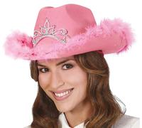 FIESTAS GUIRCA | Chapeau Cowboy Rose avec Boa (Taille Unique) - Chapeau de Cowgirl pour Enterrement de Vie de Jeune Fille, Fêtes à Thème et Célébrations - Accessoire de Costume pour Femme - Rose