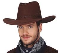 FIESTAS GUIRCA | Chapeau Cowboy Simili Cuir (Taille Unique) - Accessoire de Costume pour Fêtes du Vieux Ouest, Texas et Carnaval - Idéal pour Cosplay et Halloween - Adultes Unisexe - Marron Foncé