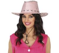 FIESTAS GUIRCA | Chapeau de Cow-boy avec Sequins (Taille Unique) - Accessoire de Costume pour Fêtes de Cow-boys et Enterrements de Vie de Garçon - Idéal pour Adultes Unisexe - Rose