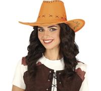 FIESTAS GUIRCA | Chapeau de Cow-boy (Taille Unique) - Accessoire de Costume Cowboy pour Fêtes du Vieux Ouest, Texas et Carnaval - Idéal pour Halloween et Célébrations à Thème - Orange