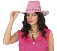 FIESTAS GUIRCA | Chapeau de Cow-boy Simili-Cuir (Taille Unique) - Accessoire de Costume pour Fêtes du Far West, Texas et Carnaval - Idéal pour Cosplay et Halloween - Pour Adultes Unisexe - Rose