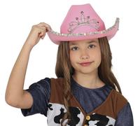 FIESTAS GUIRCA | Chapeau de Cowboy en Feutre Rose (Taille Enfant) - Style Far West - Accessoire de Déguisement pour Filles - Idéal pour Fêtes de Cowboys, Carnaval et Halloween - Rose