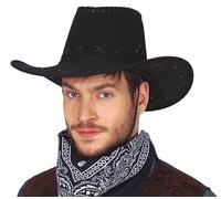 FIESTAS GUIRCA | Chapeau de Cowboy Simili-Cuir (Taille Unique) - Accessoire de Costume pour Fêtes du Vieux Ouest, Texas et Carnaval - Idéal pour Cosplay et Halloween - Pour Adultes Unisexe