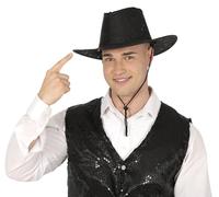FIESTAS GUIRCA Chapeau en jean avec paillettes (taille unique) - Accessoire de déguisement pour fêtes de cowboy et enterrement de vie de jeune fille - Unisexe - Noir