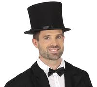 FIESTAS GUIRCA | Chapeau Haut de Forme Pliant Noir (21 cm) - Chapeau de Style XIXe Siècle pour Enterrements de Vie de Garçon et Célébrations - Accessoire de Costume Unisexe pour Adultes - Noir