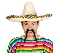 FIESTAS GUIRCA | Chapeau mexicain en paille décoré (50 cm) - Accessoire de fête pour célébrations mexicaines, été et carnaval - Idéal pour adultes unisexe - Naturel