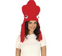 FIESTAS GUIRCA | Chapeau Pieuvre Rouge (Taille Unique) - Chapeau Amusant pour Costume d'Animaux Marins - Idéal pour Fêtes Costumées, Carnaval et Halloween - Accessoire Unisexe pour Adultes - Rouge
