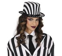 FIESTAS GUIRCA | Chapeau Rayé Noir et Blanc (Taille Unique) - Sombrero de Costume pour Halloween et Fêtes du XIXe Siècle - Accessoire Unisexe pour Adultes - Blanc et Noir
