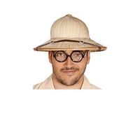 FIESTAS GUIRCA | Chapeau Salacot en Paille Naturelle - Accessoire de Costume pour Fêtes Style Militaire et Années '40 - Idéal pour Adultes Unisexe au Carnaval et Halloween - Naturel