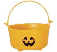 FIESTAS GUIRCA | Chaudron Citrouille (24x23x15 cm) - Panier pour Halloween et Décoration de Fêtes - Accessoire Idéal pour Célébrations de Sorcières et Terreur - Orange