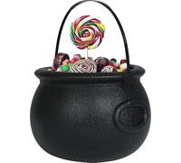 FIESTAS GUIRCA | Chaudron Noir (16x20 cm) - Décoration d'Halloween pour Trick or Treat et Fêtes de Sorcières - Idéal pour Paniers et Seaux de Bonbons et Friandises - Noir