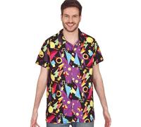 Fiestas Guirca - Chemise BARIOLÉE Noir ANNÉES 80 Homme