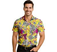 FIESTAS GUIRCA | Chemise Multicolore des Années 80 (52-54/L) - Accessoire de Costume pour Fêtes à Thème des Années 80 et Célébrations Rétro - Idéal pour Homme Adulte - Multicolore