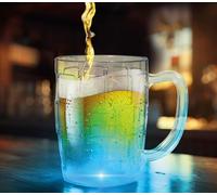 FIESTAS GUIRCA | Chope de Bière avec Lumière (500 ml) (19.5 cm) - Décoration Réutilisable pour Table lors de Fêtes de Mariage et Célébrations - Idéal pour Enterrement de Vie de Garçon - Transparent