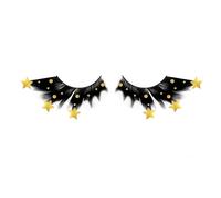 FIESTAS GUIRCA | Cils Noirs avec Étoiles Dorées - Accessoire de Maquillage pour Noël et Nouvel An - Idéal pour Fêtes de Fin d'Année et Célébrations - Pour Femme Adulte - Noir Or