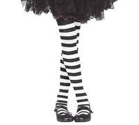 FIESTAS GUIRCA | Collants Blancs avec Rayures (7-12 ans) - Bas pour Costume de Sorcière Enfant - Accessoire d'Halloween et Carnaval pour Filles - Idéal pour Fêtes et Célébrations - Blanc Noir