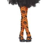 FIESTAS GUIRCA | Collants Halloween Enfant (3-6 ans) - Bas et Chaussettes pour Costumes de Fille - Idéal pour Fêtes d'Halloween et Célébrations - Orange et Noir
