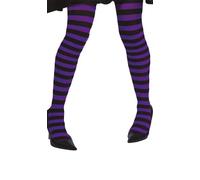 FIESTAS GUIRCA | Collants Lila avec Rayures Noires pour Femme (Taille Unique) - Bas de Costume de Sorcière pour Halloween - Accessoire Idéal pour Cosplay et Mascarades - Violet et Noir