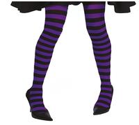 FIESTAS GUIRCA | Collants Lila avec Rayures Noires pour Femme (Taille Unique) - Bas de Costume de Sorcière pour Halloween - Accessoire Idéal pour Cosplay et Mascarades - Violet et Noir
