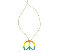 Fiestas Guirca Collier Hippie Peace and Love Adulte | Suspension Plastique Paix Multicolore Années 70 | Fête Costumée Anniversaire Carnaval Cosplay | Accessoire Déguisement