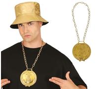 FIESTAS GUIRCA | Collier Médaillon Dollar Métallique (11 cm) - Bijou Fantaisie pour Costumes de Rap, Gangsta et Fêtes à Thème - Accessoire de Fête pour Adultes - Or