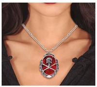 FIESTAS GUIRCA - Collier MÉDAILLON Rubis Pirate 5CM Rouge
