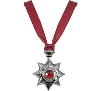 FIESTAS GUIRCA | Collier Médaillon Vampire (9x7 cm) - Bijou pour Costume de Vampire et Halloween - Accessoire Idéal pour Fêtes d'Horreur, Gothiques et Mascarades - Unisexe - Noir et Rouge