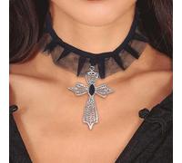 Fiestas GUiRCA - Collier Ras-DE-Cou Pendentif Croix Gothique 7CM