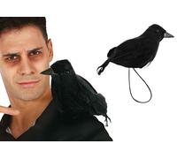 FIESTAS GUIRCA | Corbeau Noir avec Élastique pour Épaule (15 cm) - Décoration d'Halloween et Fêtes à Thème d'Animaux et Insectes - Idéal pour Ambiances Terrifiantes et Scénarios Épouvantables - Noir