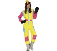 FIESTAS GUIRCA | Costume 80s Skier Adulte (42-44/L) - Combinaison Rétro - Costumes Années 80 et Sports pour Halloween, Carnaval et Fêtes Déguisées - Idéal pour Femme Adulte - Jaune