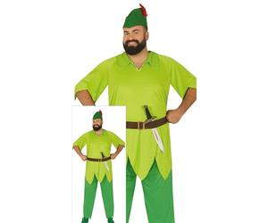 FIESTAS GUIRCA Costume Archer Adulte Homme Conte Vert avec Plume Rouge (74)