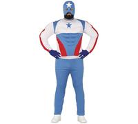 FIESTAS GUIRCA Costume Capitaine Super-Héros pour Homme - Costume de Héros de Bandes Dessinées incl. Masque - Déguisements Homme Taille XL 56-58