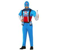 FIESTAS GUIRCA | Costume Captain Vodka Adulte (54-56/XL) - T-shirt, Capuche, Ceinture, Pantalon et Porte-Canettes - Superhéros et Méchants pour Enterrement de Vie de Garçon, Carnaval et Fêtes