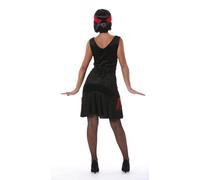 FIESTAS GUIRCA | Costume Charleston Années '20 pour Femme (44-46/XL) - Robe et Bandeau - Costumes d'Époque, Flapper et Cabaret pour Halloween, Carnaval et Fêtes Déguisées - Noir et Rouge