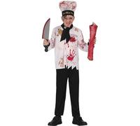 FIESTAS GUIRCA | Costume Chef Cannibale Enfant (7-9 ans) - Chapeau et Pantalon - Costumes de Cuisinier pour Halloween, Carnaval et Fêtes Déguisées - Idéal pour Enfants - Blanc et Noir