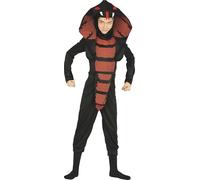 Fiestas Guirca Déguisement Cobra Ninja Enfant 10-12 ans, cagoule masque combinaison, noir/rouge