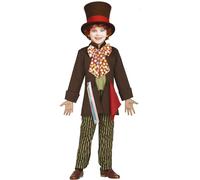 FIESTAS GUIRCA | Costume Crazy Tailor Enfant (10-12 ans) - Chemise, Veste, Nœud Papillon, Pantalon et Chapeau - Costumes d'Alice pour Fêtes Costumées - Idéal pour Enfants - Marron et Multicolore