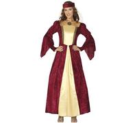 FIESTAS GUIRCA | Costume Dama Medieval Adulte (42-44/L) - Robe, Diadème et Voile - Costumes d'Époque, Renaissance et Moyen Âge pour Halloween, Carnaval et Fêtes Déguisées - Femme - Grenat et Or