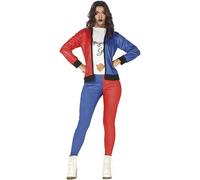 FIESTAS GUIRCA | Costume Dangerous Girl Adulte (42-44/L) - T-shirt, Veste et Pantalon - Costumes de Super-héros et Vilains, Mr. Smile pour Halloween et Fêtes Déguisées - Bleu et Rouge