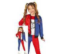 FIESTAS GUIRCA | Costume Dangerous Girl Enfant (7-9 ans) - T-shirt, Veste et Pantalon pour Filles - Costumes de Super-héros et Vilains, Mr. Smile, Halloween et Fêtes à Thème - Bleu et Rouge