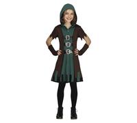 Déguisement - Archère médiévale - Robe verte - Gilet marron - Pour fille 5-12 ans 10-12 ans