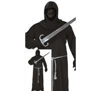 FIESTAS GUIRCA | Costume Dark Soldier Adulte Homme (54-56/XL) - Cagoule, Ceinture et Tunique - Idéal pour Halloween, Fêtes Médiévales et Thématiques Religieuses - Noir