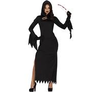 FIESTAS GUIRCA Costume d'assassin au couteau - Robe noire avec capuche Déguisement d'Halloween Femme Taille 42-44 L